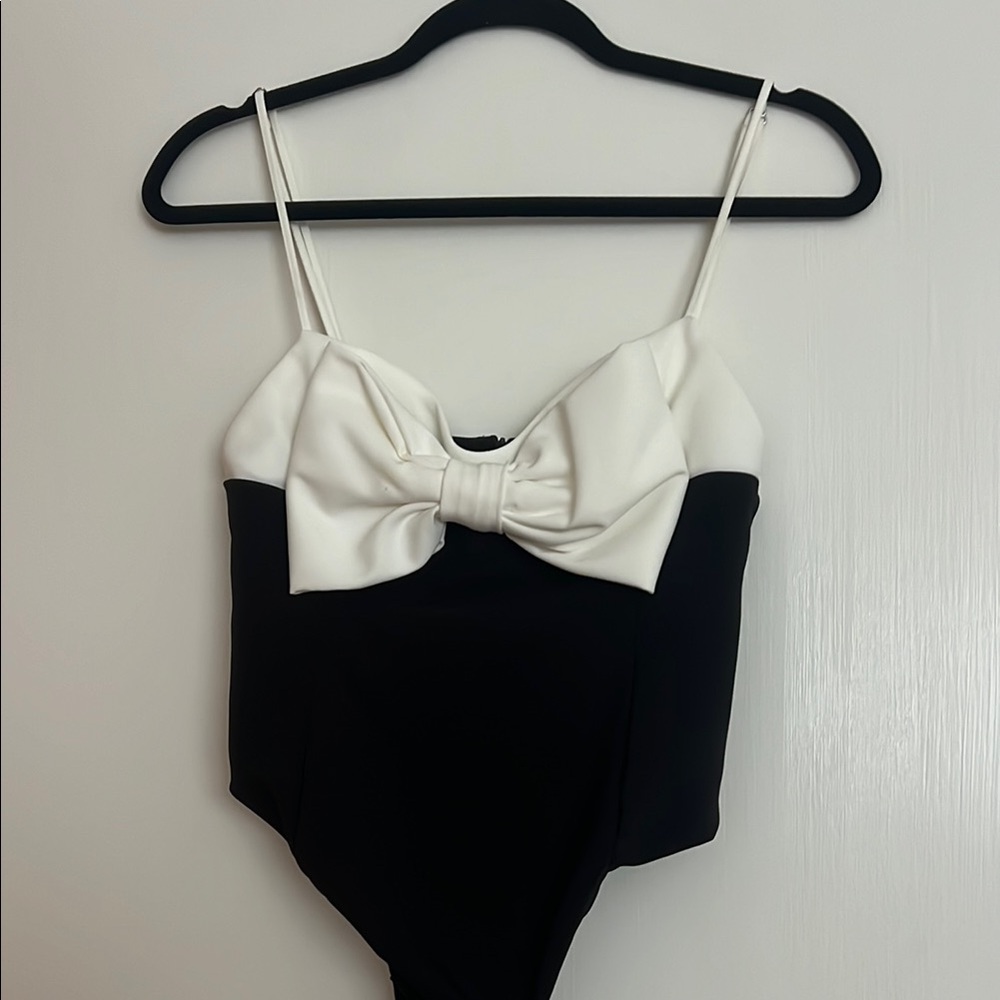 Zara Bow Bodysuit- Black and White